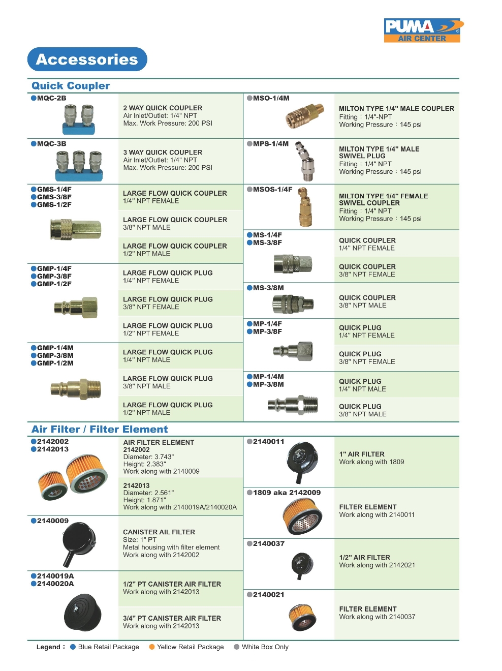 PRODUCTS PUMA ACCESSORIES OF AIR COMPRESSOR QUICK COUPLER